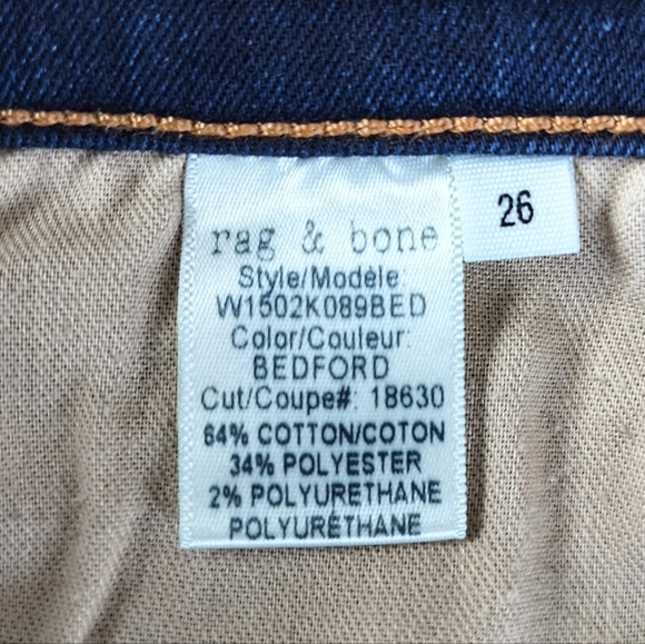 NWOT Rag & Bone Bedford Mid-Rise Skinny Dark Wash Stretch Denim Jeans sz 26 - Picture 15 of 16